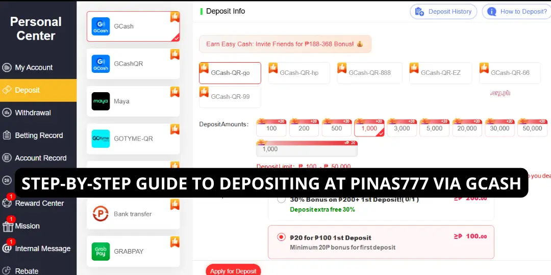Deposit - Step-by-Step Guide to Depositing at Pinas777 via GCash 2 Guide to Deposit pinas77